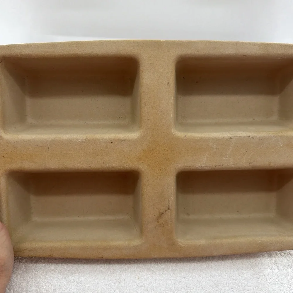 Pampered Chef Mini 4 Loaf Stoneware Bread Pan 15x9 Family Heritage